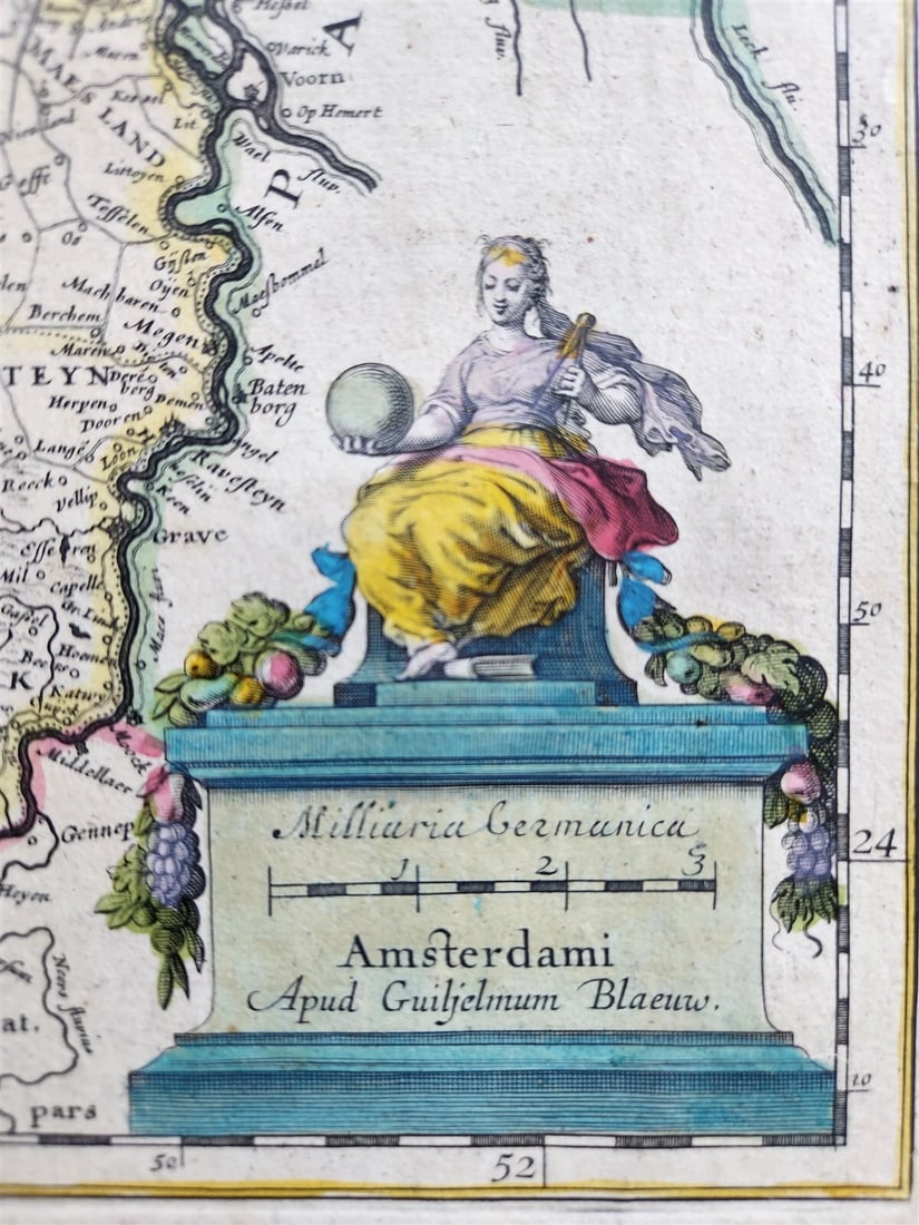 1640 BRABANT BELGIUM MAP by WILLEM BLAEU antique AUTHENTIC hand colored - 2