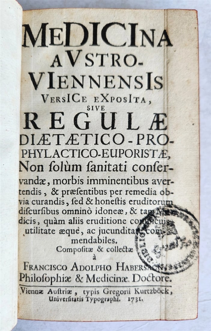 1731 MEDICINA ... diaetaetico-prophylactico antique by F. Habersack - 2