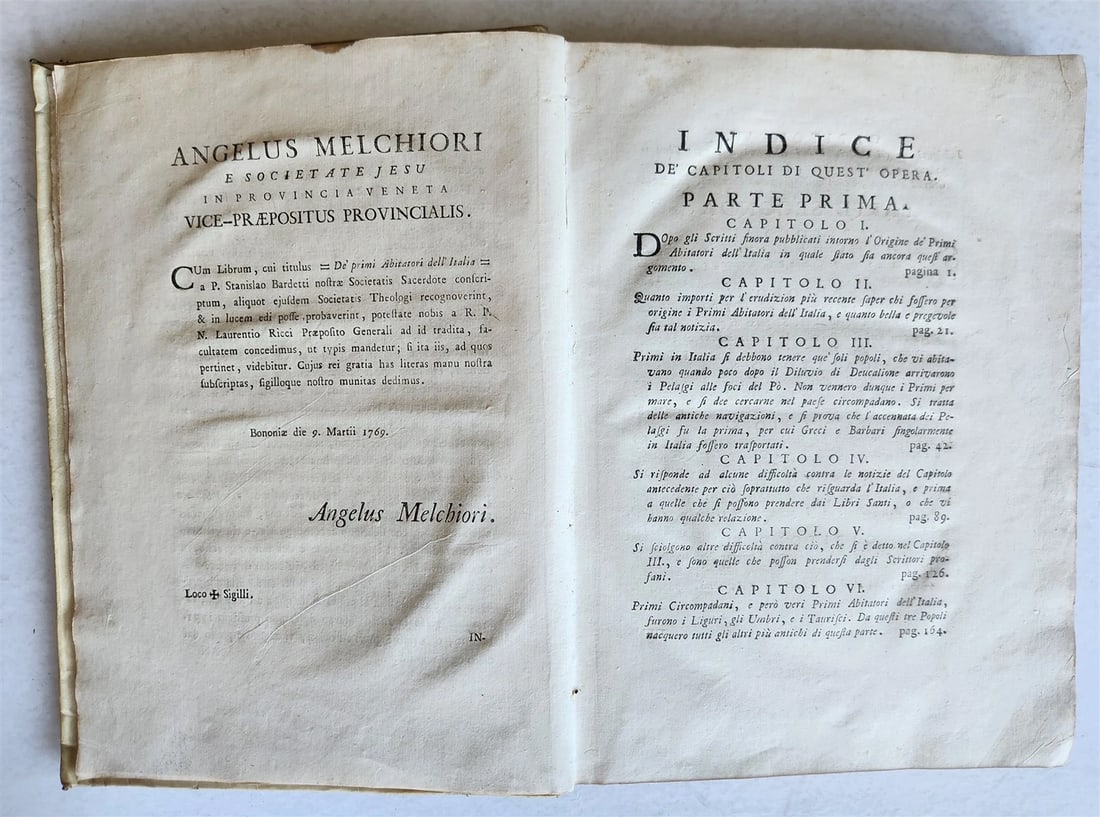 1769 FIRST INHABITANTS of ITALY by STANISLAO BARDETTI antique VELLUM BOUND - 9