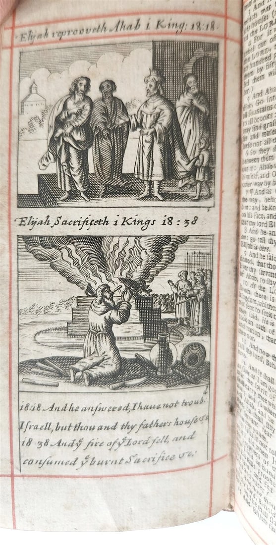 1684 BIBLE in ENGLISH ILLUSTRATED w/89 PLATES 2 VOLS OLD & NEW TESTAMENT antique - 10