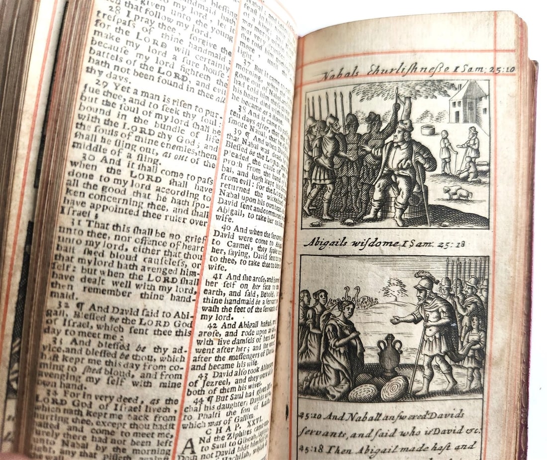1684 BIBLE in ENGLISH ILLUSTRATED w/89 PLATES 2 VOLS OLD & NEW TESTAMENT antique - 14