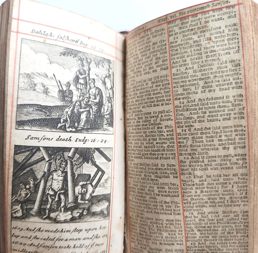 1684 BIBLE in ENGLISH ILLUSTRATED w/89 PLATES 2 VOLS OLD & NEW TESTAMENT antique - 15