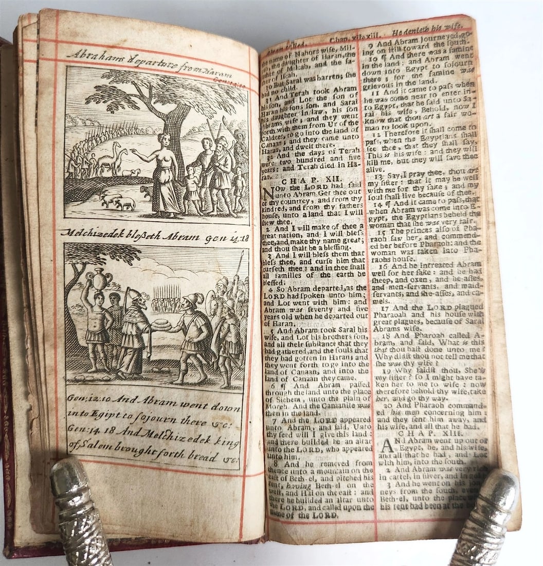 1684 BIBLE in ENGLISH ILLUSTRATED w/89 PLATES 2 VOLS OLD & NEW TESTAMENT antique - 9
