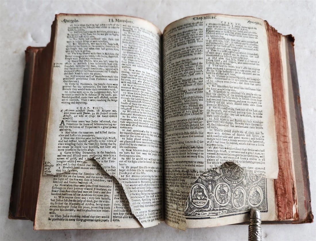 1638 BIBLE in ENGLISH OLD & NEW TESTAMENT by ROBERT BARKER antique w/PSALMS - 14