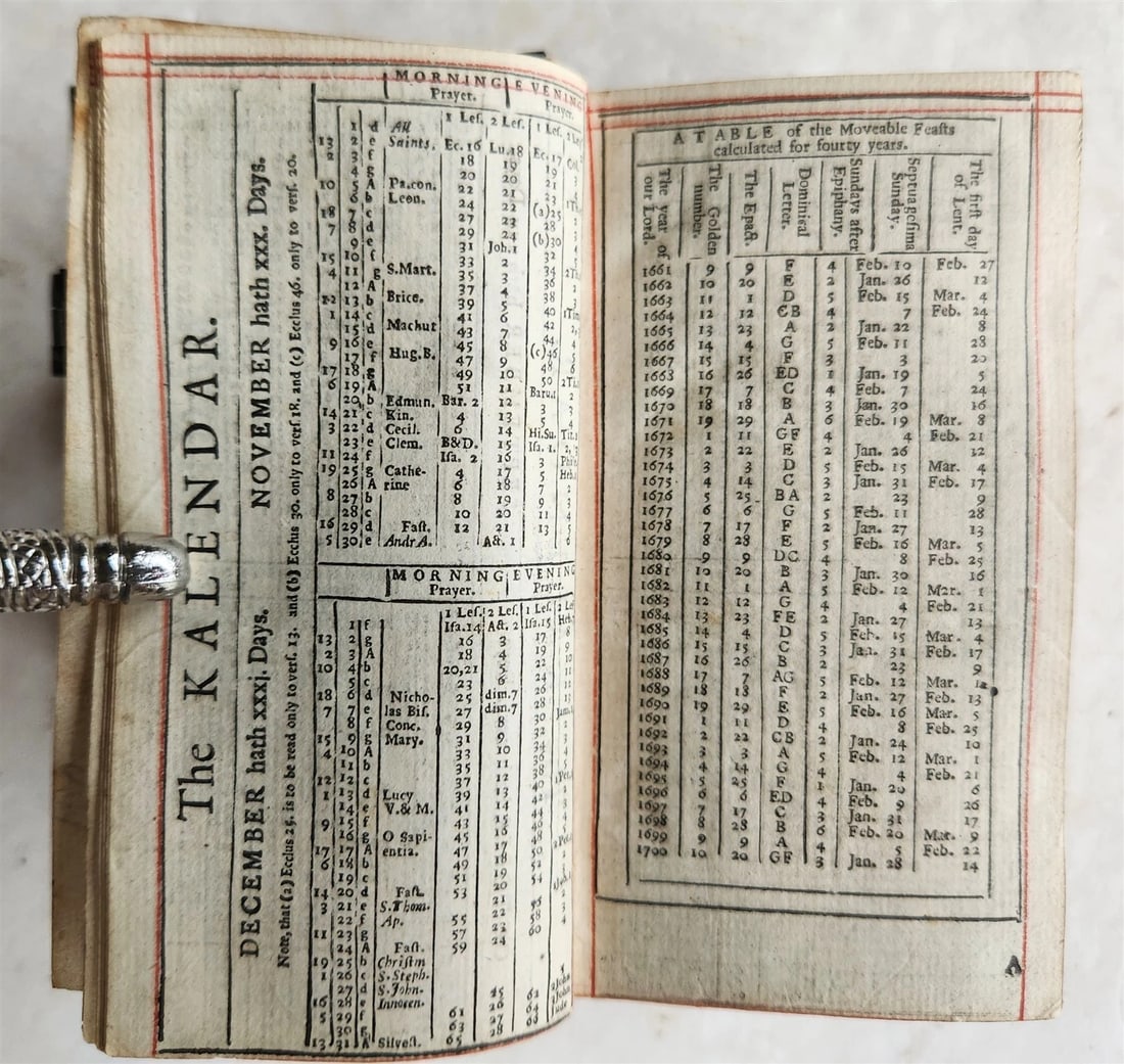 1697 BIBLE in ENGLISH OLD & NEW TESTAMENT antique w/ SILVER DECORATIONS & CLASPS - 10