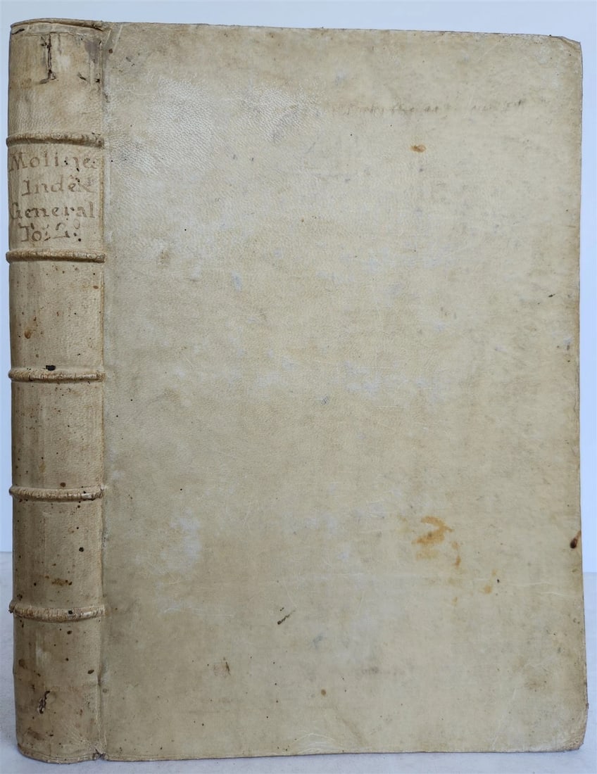 1720s LAW BOOK INDEX GENERALIS CONCLUSIONUM antique VELLUM BOUND FOLIO Vol. II: INDEX GENERALIS CONCLUSIONUM Vol. II Lacks title page (c. 1720s) Folio. Size 9 by 13 inches Original full vellum, spine with raised bands and manuscript title 499 pp. Some wear of binding, occasional 