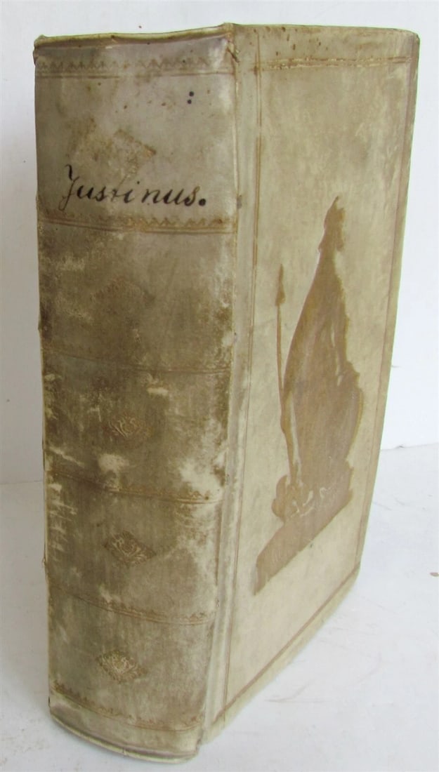 1701 HISTORIAE PHILIPPICAE by JUSTINIUS VELLUM PRIZED BINDING antique - 2