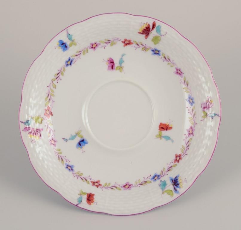 Herend, three pairs of large porcelain teacups with saucers. Dated 1944 - 9