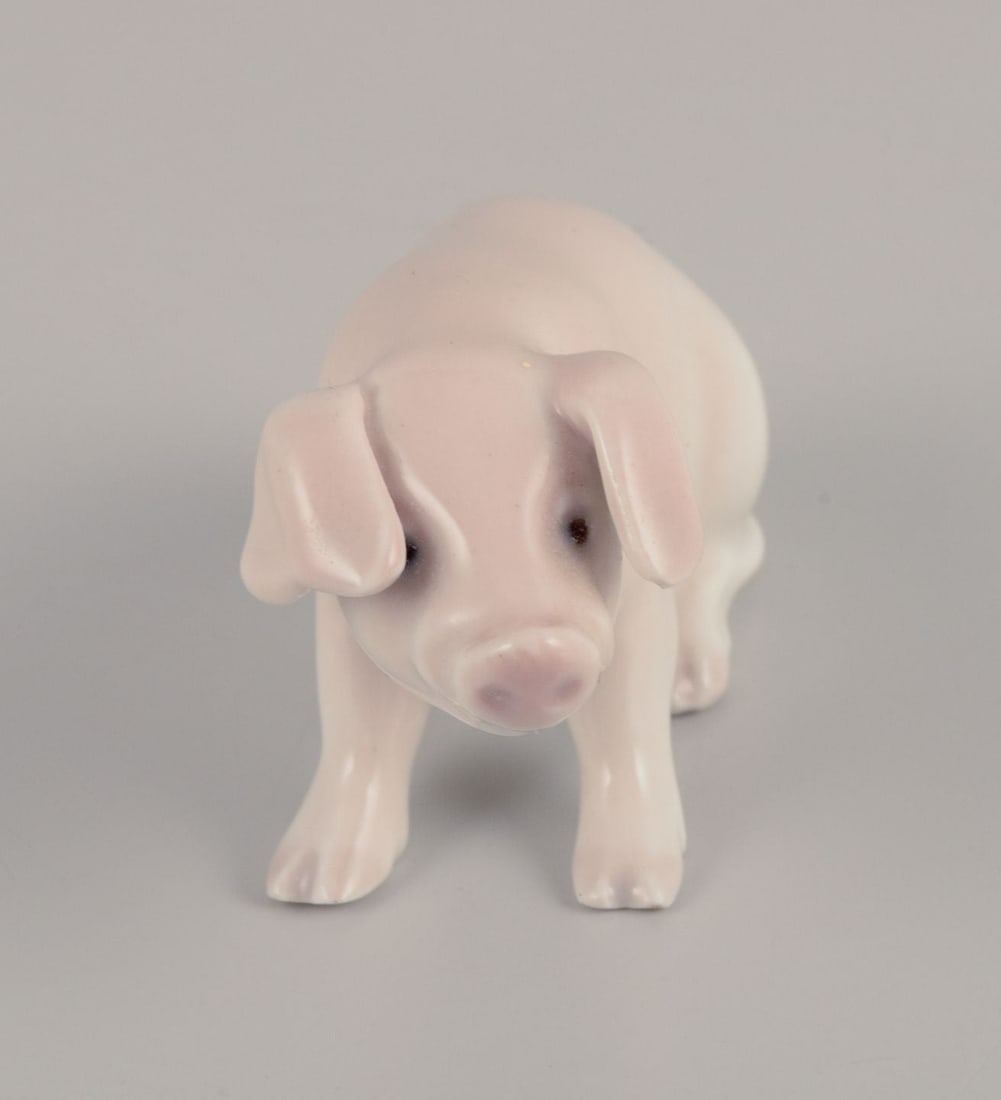 Bing & Grondahll, rare porcelain figurine of a piglet. Approx. 1930. - 2