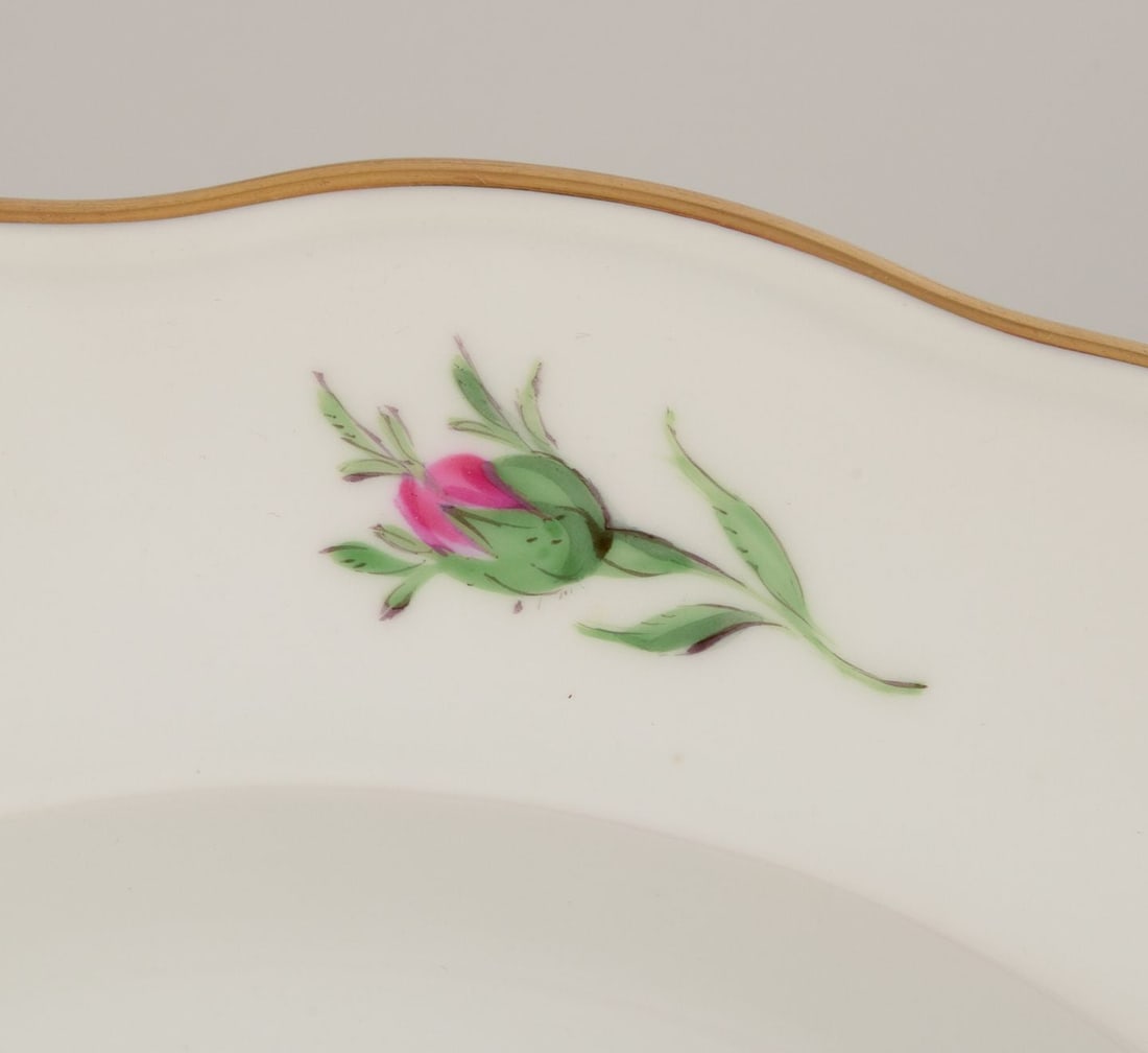 Meissen, Germany. "Pink Rose". Six porcelain deep plates. 1920s/30s - 4