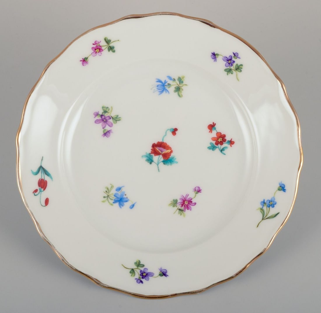 Silesia, Germany. Six small porcelain lunch plates. Approx. 1930 - 3