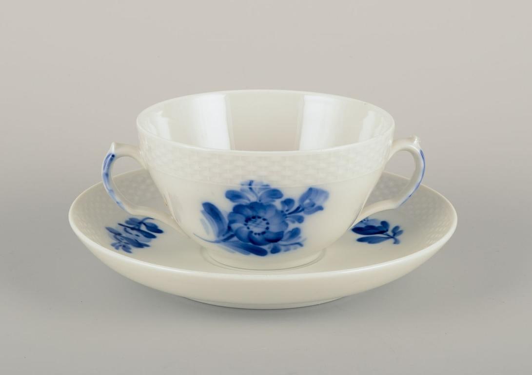 Royal Copenhagen Blue Flower Braided. Set of five pairs of bouillon cups and saucers in porcelain. - 2