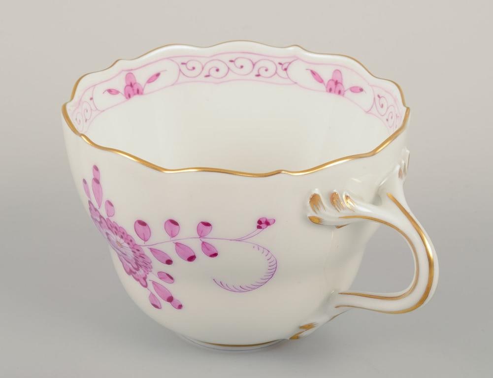 Meissen, Germany. Set of six pairs of "Pink Indian" porcelain coffee cups and saucers. Mid-20th C. - 5