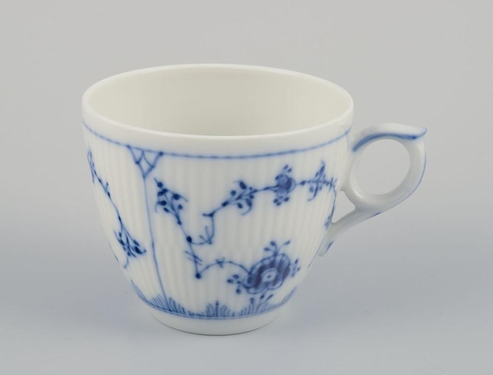 Royal Copenhagen Blue Fluted Plain. A set of five coffee cups with saucers. - 3