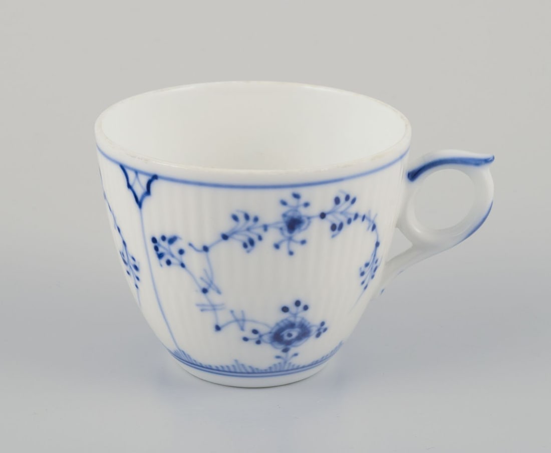 Royal Copenhagen Blue Fluted Plain. A set of six coffee cups with saucers in porcelain. - 3
