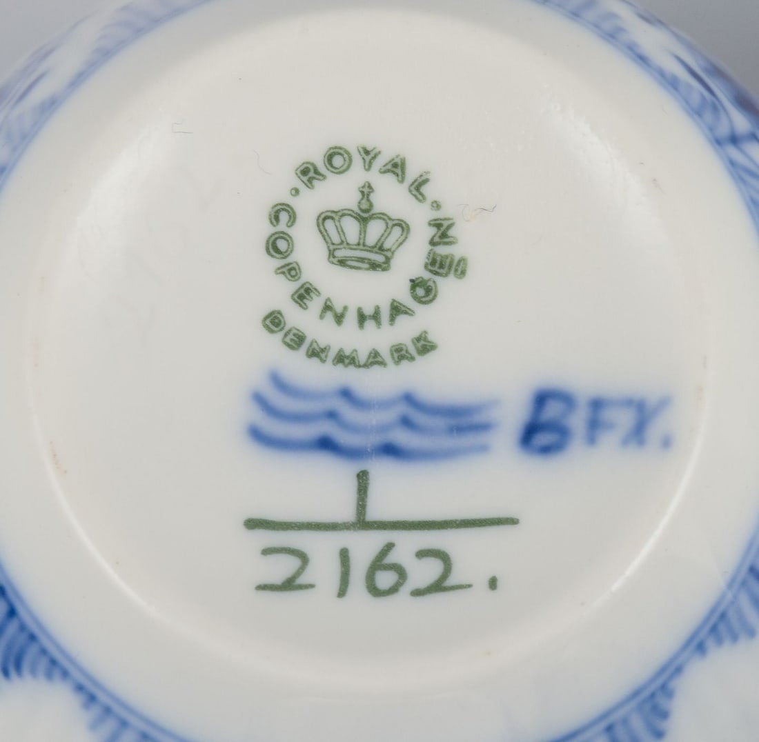 Royal Copenhagen Blue Fluted Plain. A set of four coffee cups with saucers. 1969-1974. - 8