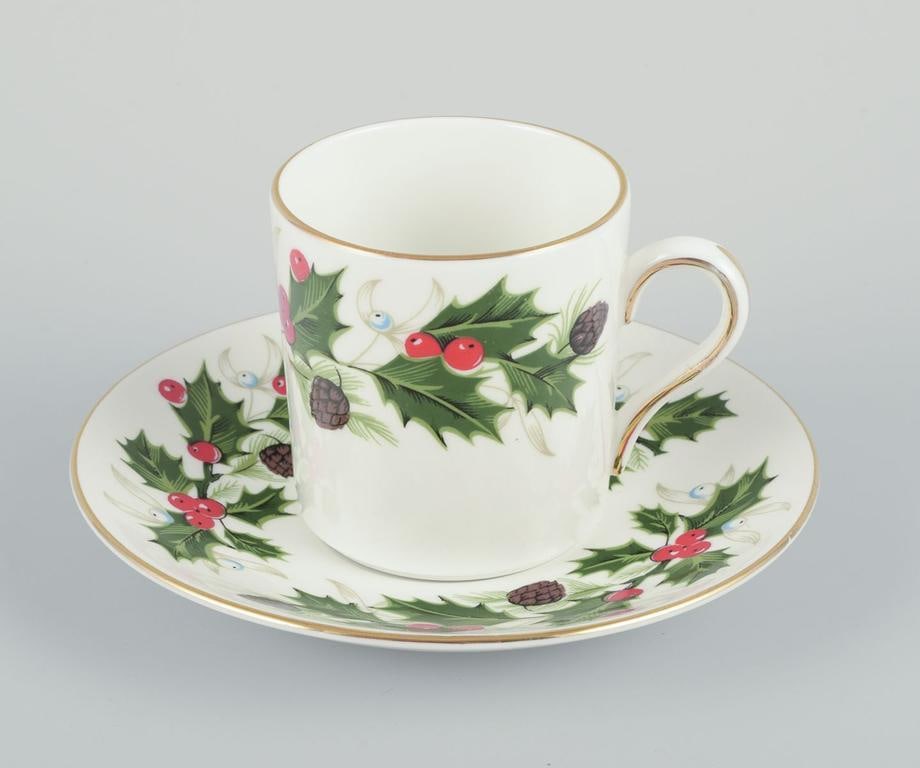Royal Tuscan, England. Three pairs of cups with handles."Noel" series. 20th C. - 3