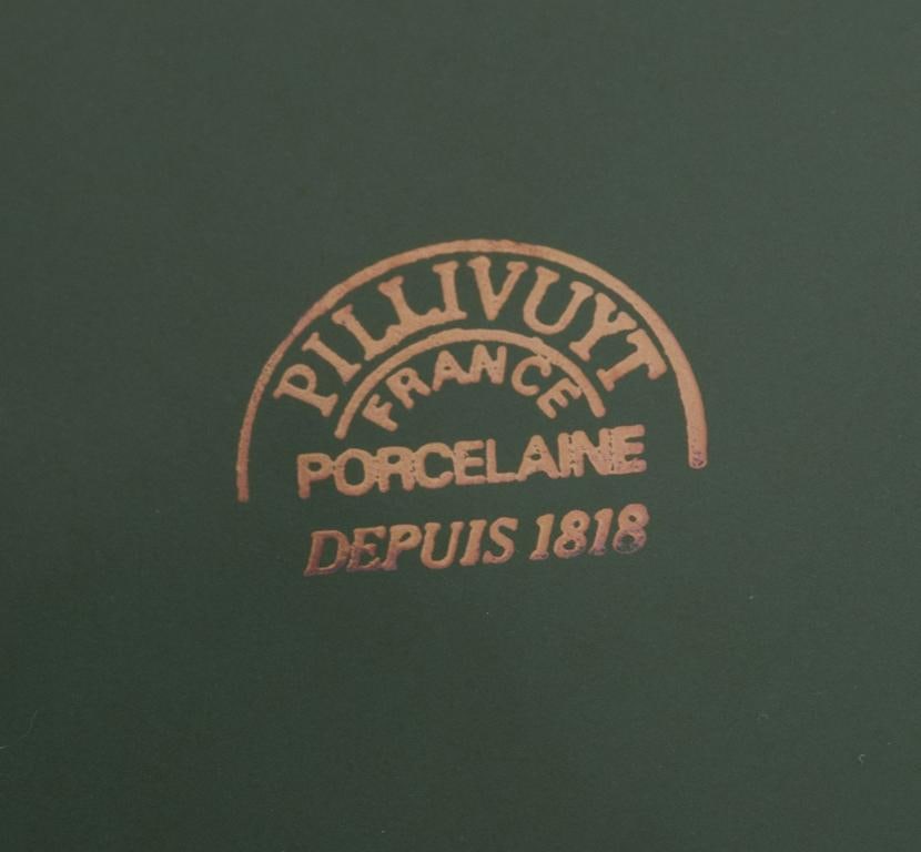 Pillivuyt, France. A set of twelve porcelain cake plates. "Green Bistro". Ca. 1970s - 3