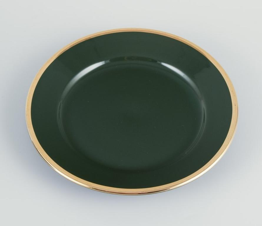 Pillivuyt, France. A set of twelve porcelain cake plates. "Green Bistro". Ca. 1970s - 4