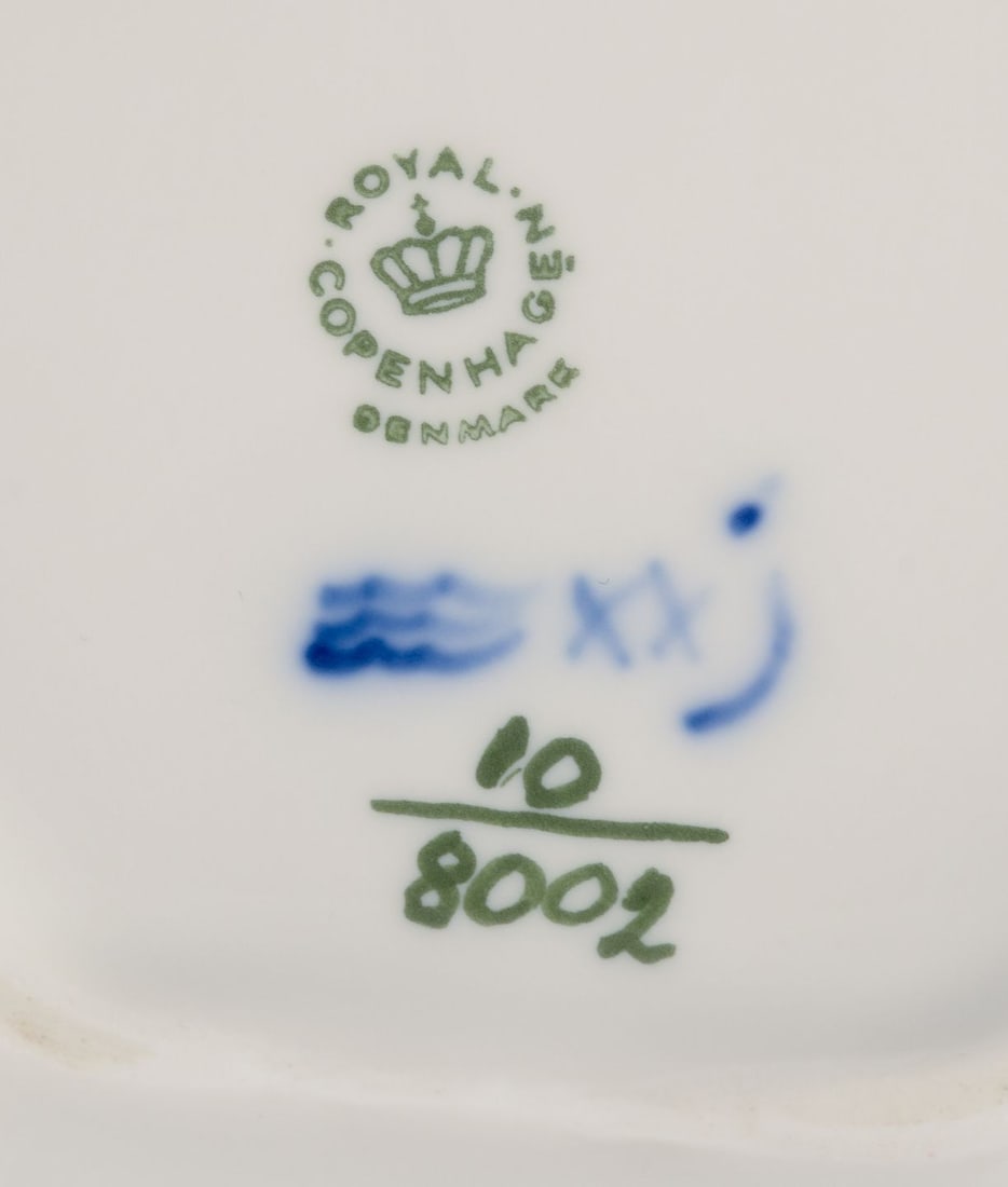 Royal Copenhagen Blue Flower Braided. Small oval dish, cake plate and a toothpick holder in - 9
