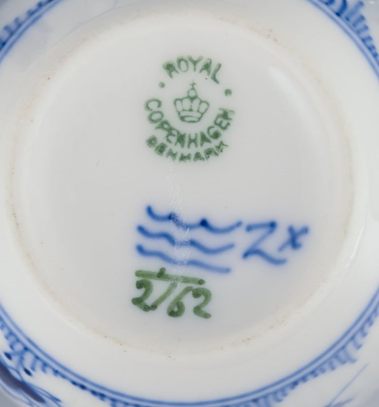 Royal Copenhagen Blue Fluted Plain. Five coffee cups with saucers in porcelain. - 8