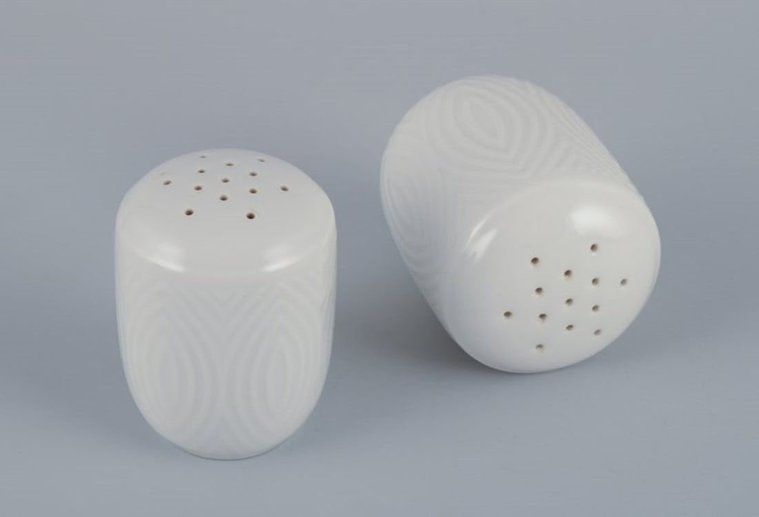 Axel Salto for Royal Copenhagen. Salt and pepper set in white porcelain. Circa 1960s. - 5