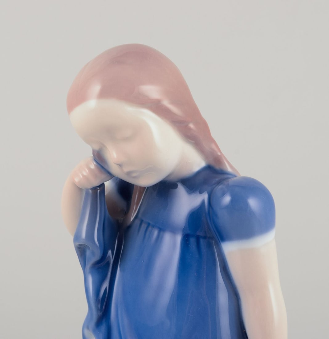 Bing and Grondahl, Denmark. Porcelain figure of a girl with spilled milk. - 3