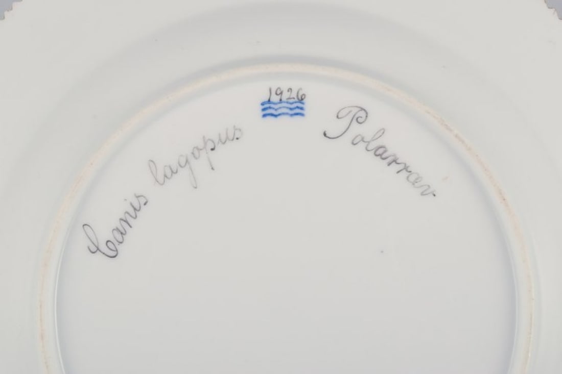 Royal Copenhagen Fauna Danica, porcelain dinner plate with a motif of arctic fox. - 8