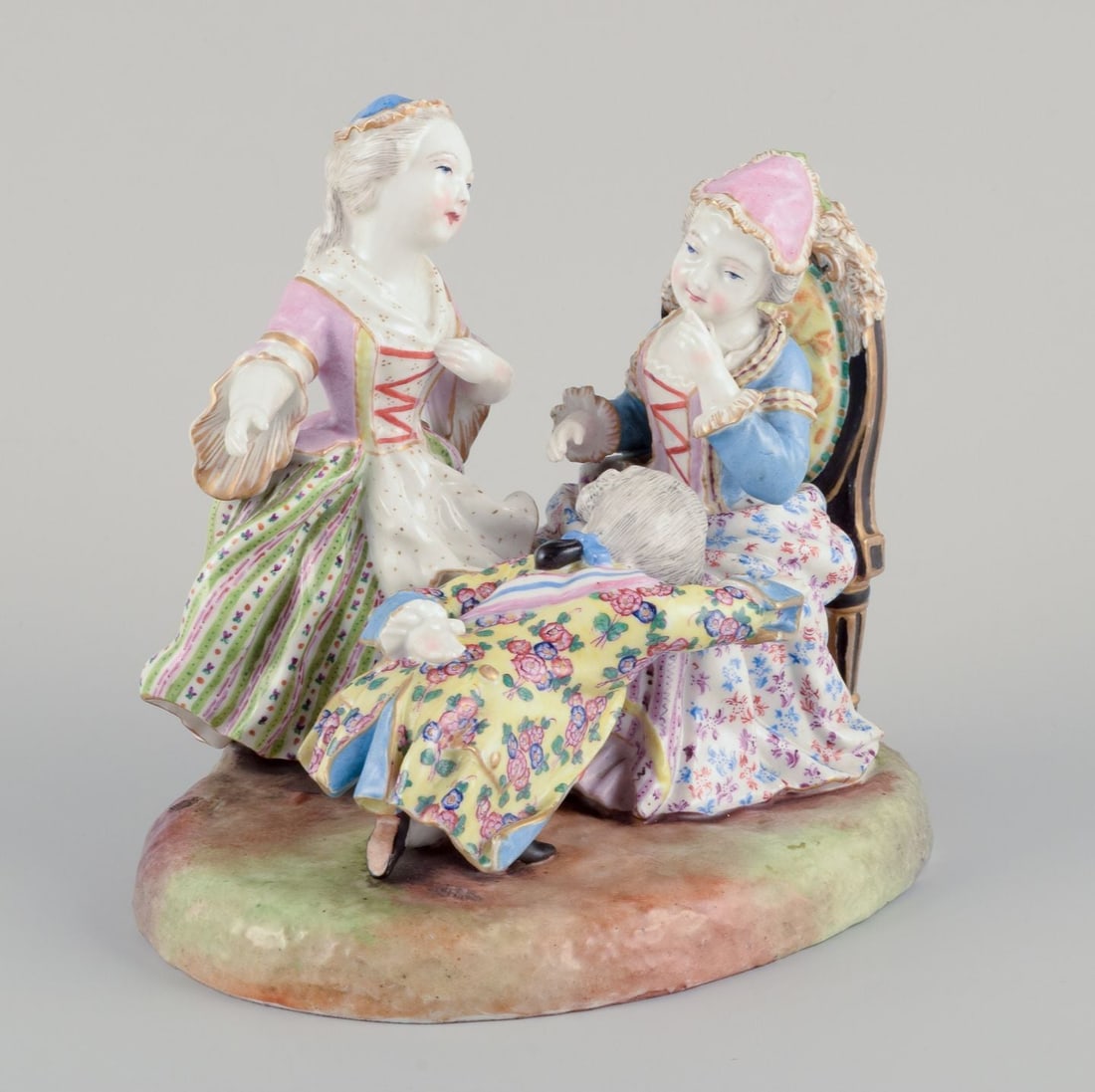 Meissen, Germany. Large porcelain group of three noble figures. 19th C. - 3