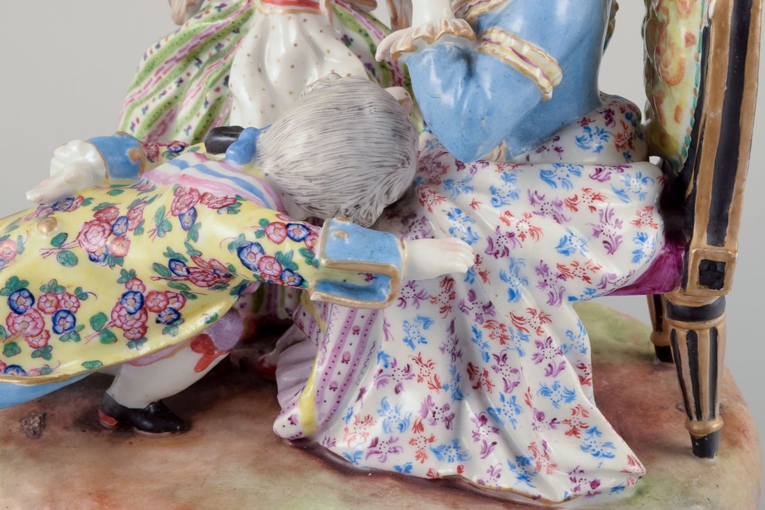 Meissen, Germany. Large porcelain group of three noble figures. 19th C. - 5