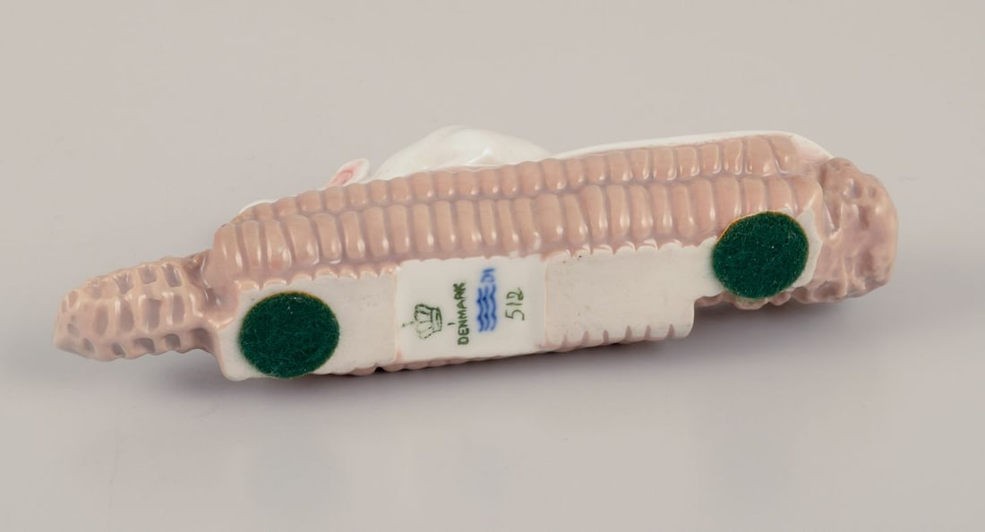 Royal Copenhagen, Denmark. Porcelain figurine of a mouse on a corn cob. Approx. 1910 - 8