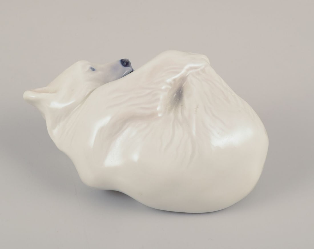 Royal Copenhagen, Denmark. Two porcelain figurines of a polar bear cub and a brown bear cub. - 5