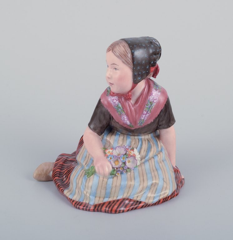 Royal Copenhagen, regional figurine of a girl from Faroe Islands. Overglaze. Dressed in regional - 3
