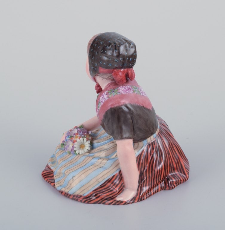 Royal Copenhagen, regional figurine of a girl from Faroe Islands. Overglaze. Dressed in regional - 4