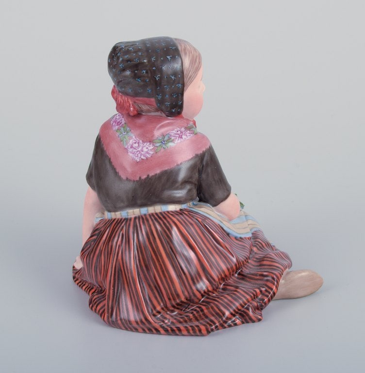 Royal Copenhagen, regional figurine of a girl from Faroe Islands. Overglaze. Dressed in regional - 5