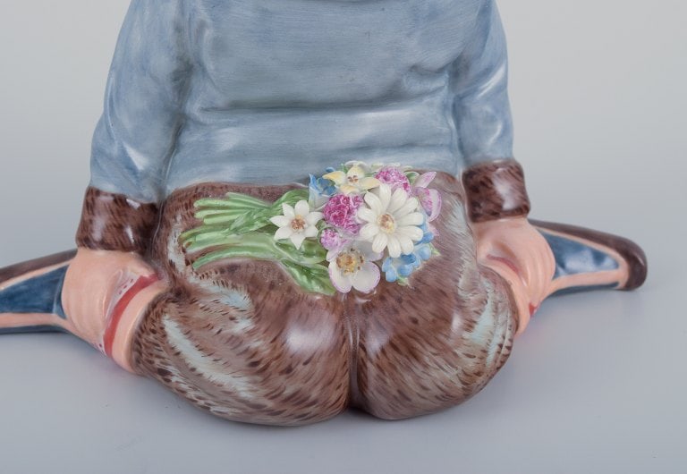 Royal Copenhagen, regional figurine of a Greenlandic boy holding a bouquet of flowers. - 6
