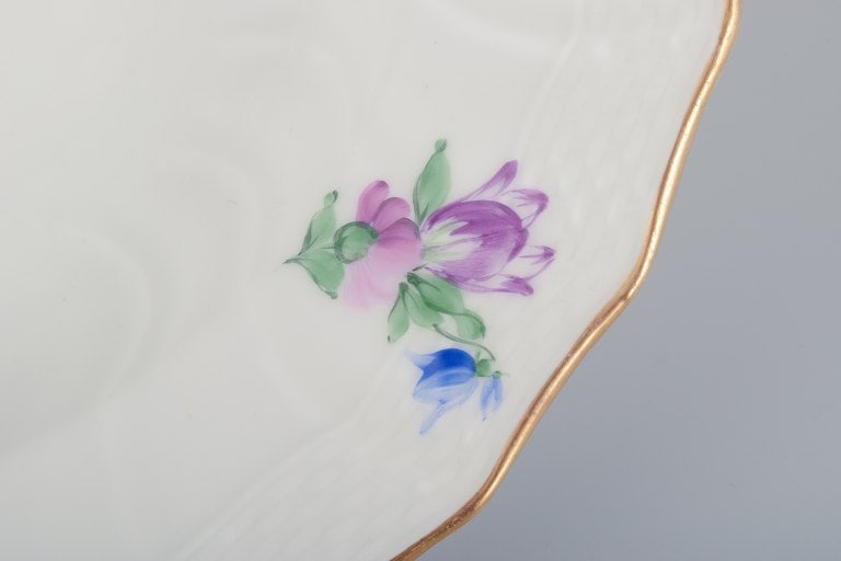 Royal Copenhagen Saxon Flower. Four deep plates in porcelain. Hand-painted with polychrome flowers. - 5