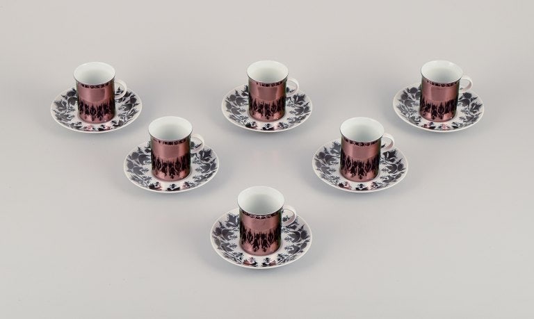 Bjorn Wiinblad (1918-2006) for Rosenthal, Germany. A set of six "Berlin Hilton" porcelain demitasse - 2