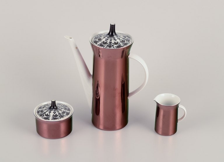 Bjorn Wiinblad (1918-2006) for Rosenthal, Germany. "Berlin Hilton" porcelain coffee pot, sugar bowl, (1 of 7)