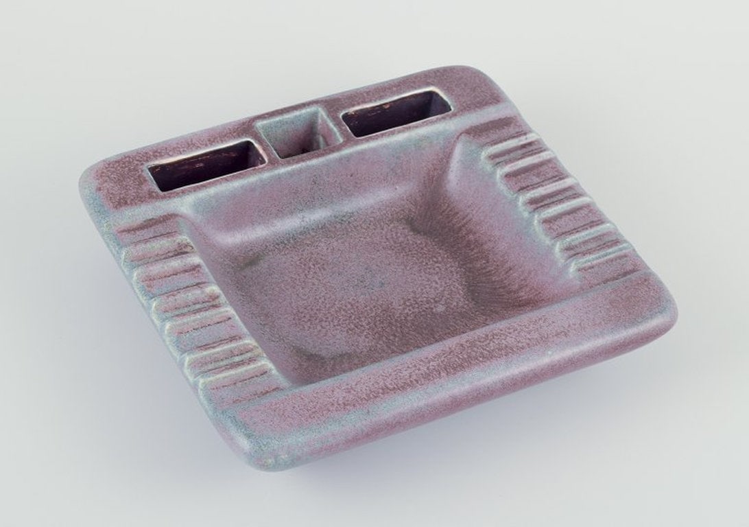 Gunnar Nylund for Rorstrand, Sweden. Square ceramic cigar ashtray. Circa 1960s. (1 of 9)