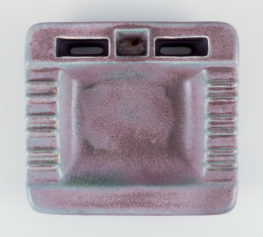 Gunnar Nylund for Rorstrand, Sweden. Square ceramic cigar ashtray. Circa 1960s. - 6