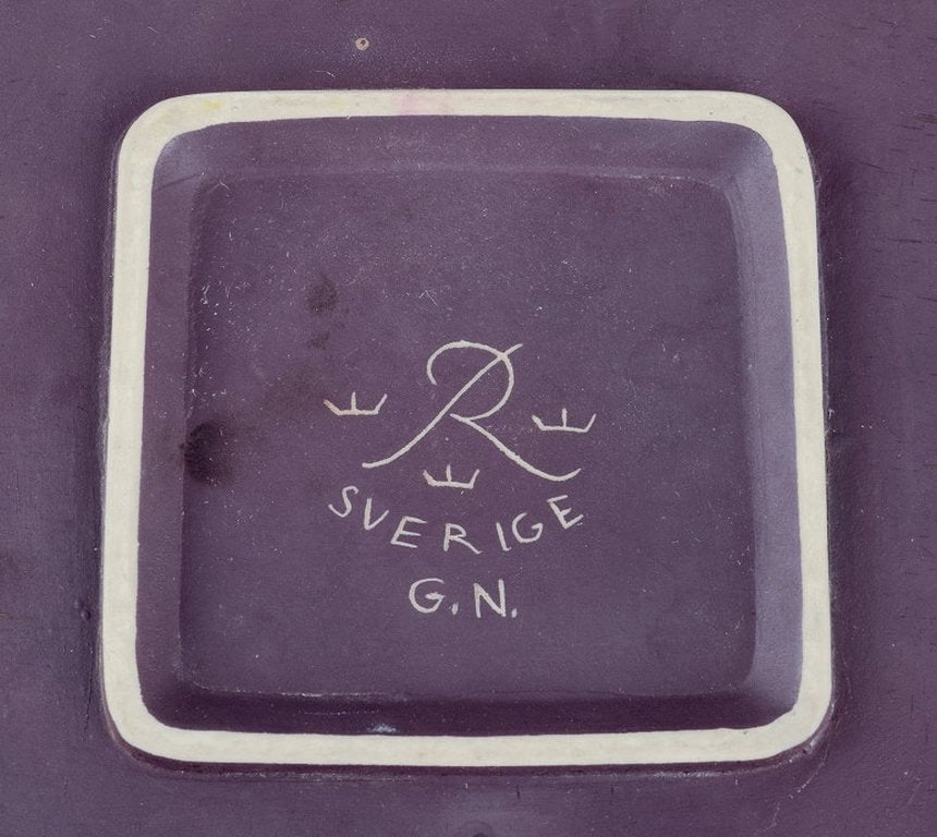 Gunnar Nylund for Rorstrand, Sweden. Square ceramic cigar ashtray. Circa 1960s. - 9