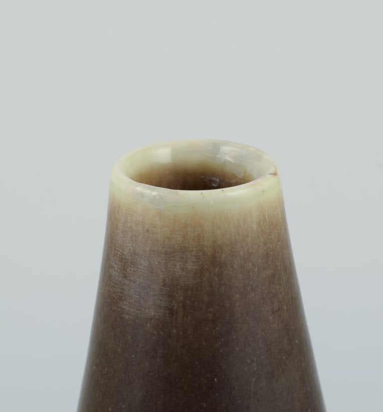 Per Linnemann-Schmidt for Palshus, Denmark. Slender ceramic vase with hare fur glaze. Circa - 5