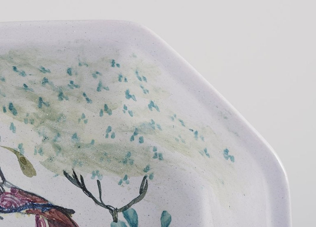 Bjorn Wiinblad, Det Bla Hus, Denmark. Unique octagonal ceramic bowl/wall relief. 1978. - 7