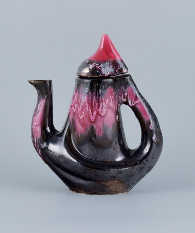 Valluris, France, coffee pot, lidded bowl and a coffee mug. Luster glaze. - 3