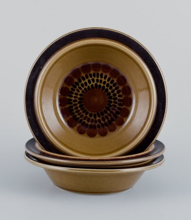 Gunvor Olin-Gronqvist for Arabia, "Cosmos," three deep plates. Stoneware in a retro style. Glazed in - 2