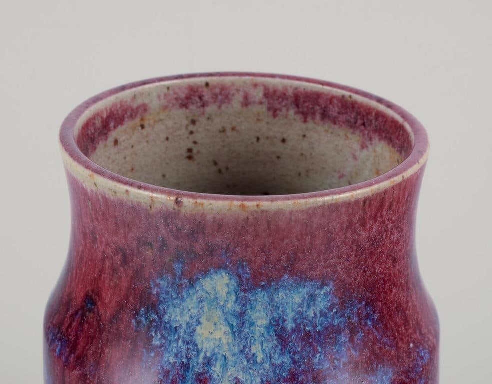 French ceramicist. Ceramic vase with glaze in shades of blue-violet. Mid-20th C. - 5