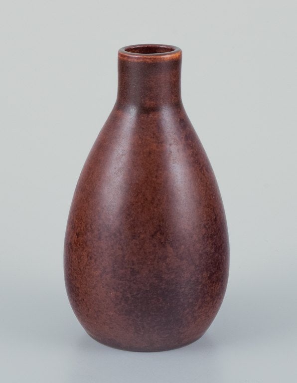 ingrid and Erich Triller, Sweden. Unique ceramic vase decorated with brown-toned glaze. (1 of 5)