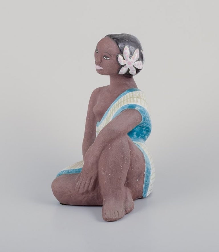 Mari Simmulson, for Upsala-Ekeby, Sweden. Rare ceramic figurine of a half-naked Tahitian woman. - 2
