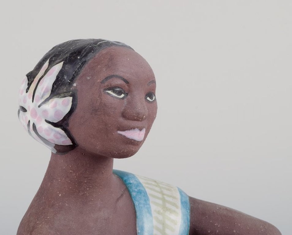 Mari Simmulson, for Upsala-Ekeby, Sweden. Rare ceramic figurine of a half-naked Tahitian woman. - 5